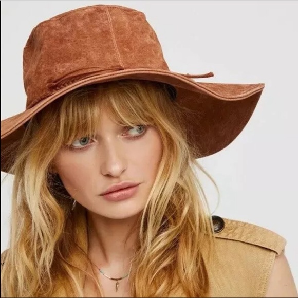 brown suede floppy hat
